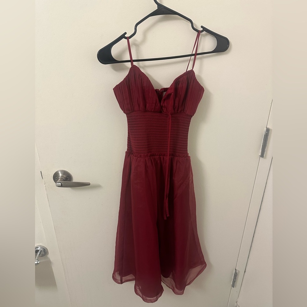 reformation Burgundy Spaghetti-Strap Midi Dress